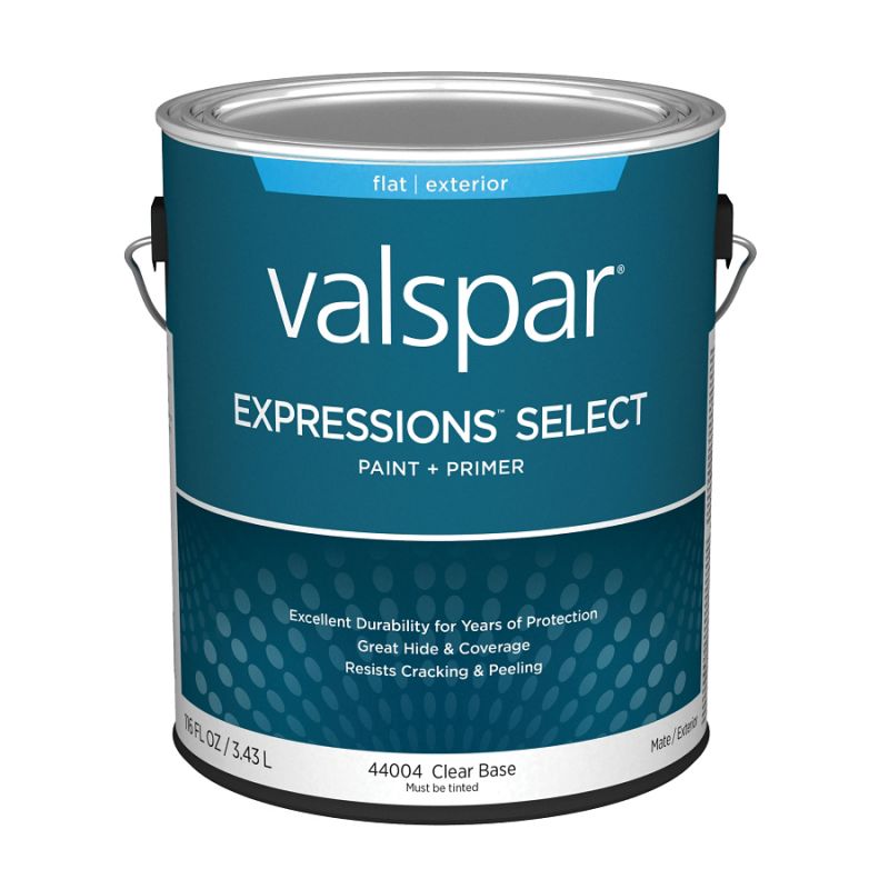 Valspar Expressions Select 4400 07 Latex Paint, Acrylic Base, Flat Sheen, Clear Base, 1 gal Clear Base