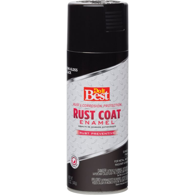 Do it Best Rust Coat Enamel Anti-Rust Spray Paint Black, 12 Oz.