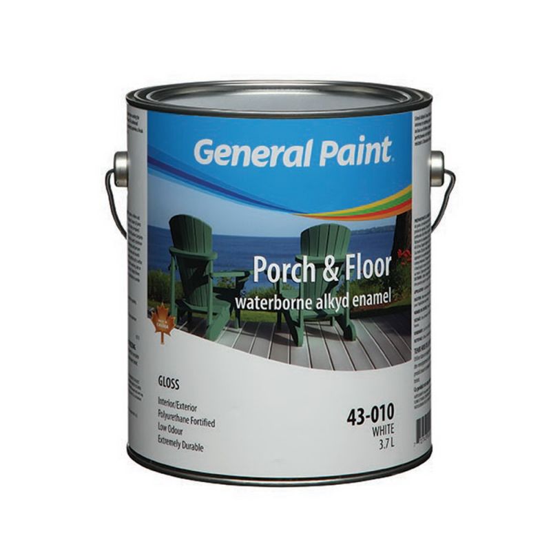 General Paint Porch &amp; Floor 43-010-16 Porch and Floor Enamel Paint, Gloss, White, 1 gal White (Pack of 4)
