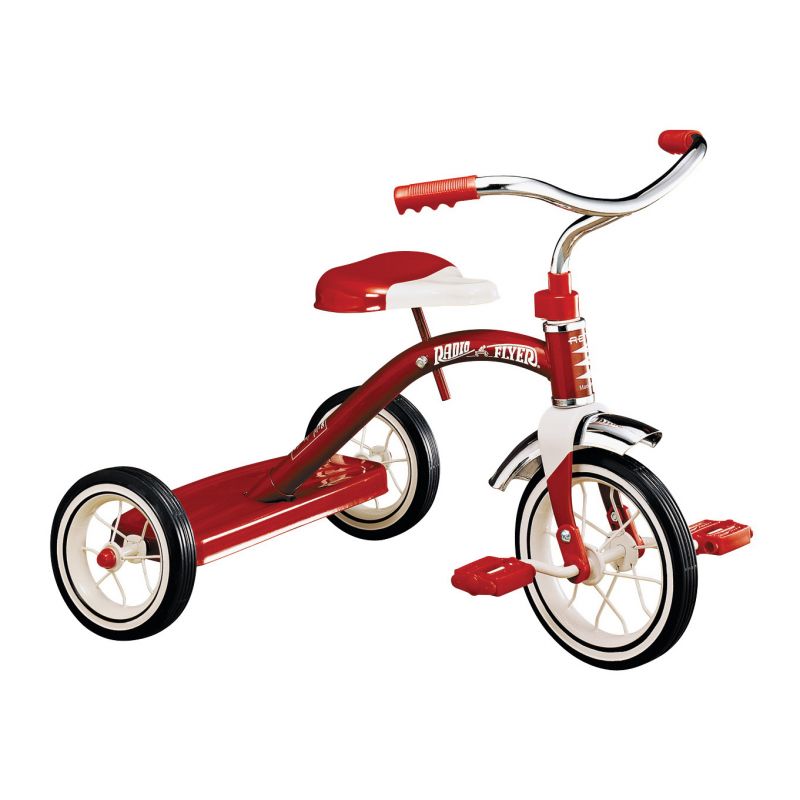 Radio Flyer 34B Tricycle, 2 to 4 years, Steel Frame, 10 x 1-1/4 in Front Wheel, 7 x 1-1/2 in Rear Wheel, Red Red