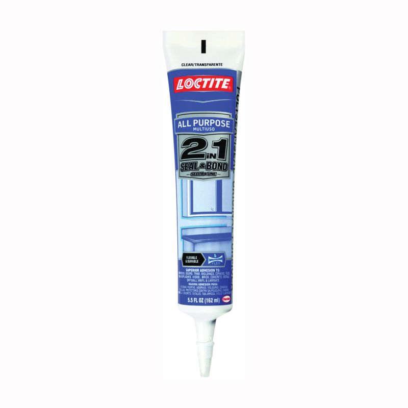 Loctite POLYSEAMSEAL 2139007 Adhesive Caulk, Clear, 24 hr to 2 weeks Curing, 40 to 100 deg F, 5.5 oz Squeeze Tube Clear