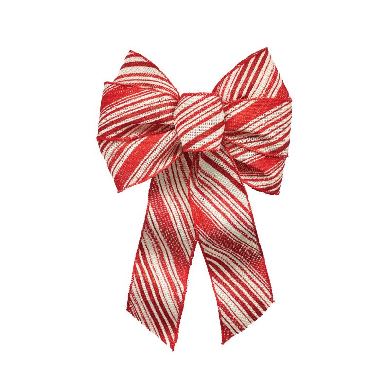 Holidaytrims 6151 Christmas Specialty Decoration, 1 in H, Stripes, Burlap, Red/White Red/White
