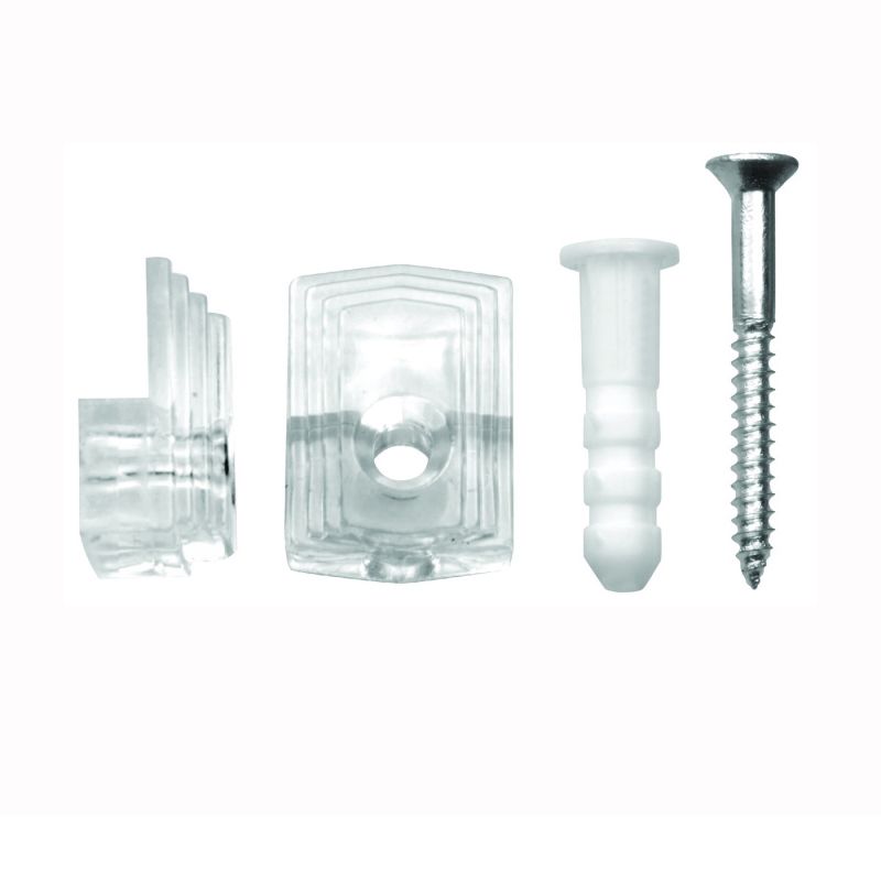 OOK 50224 Mirror Clip Set, 20 lb, Plastic, Clear, Wall Mounting, 10/PK Clear