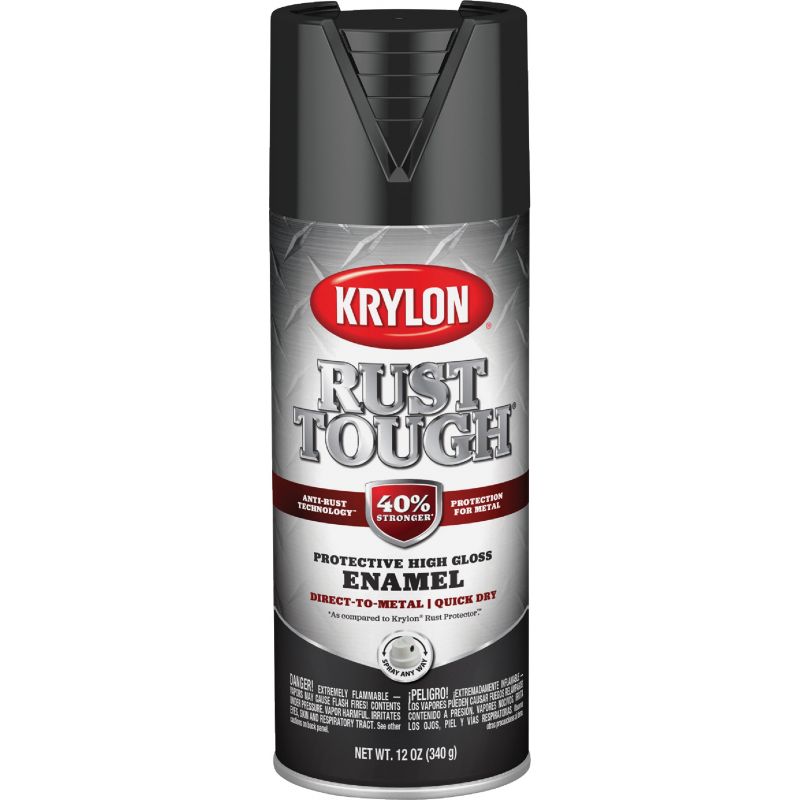 Krylon Rust Tough Alkyd Enamel Spray Paint Black, 12 Oz.