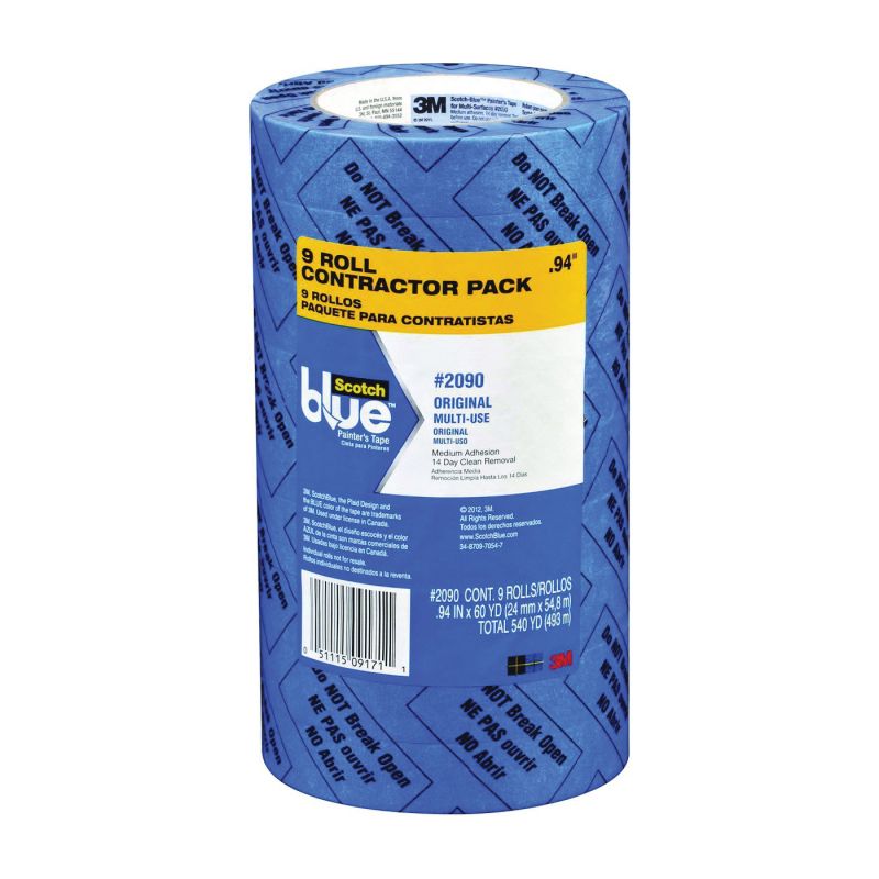 ScotchBlue 2090-24A-CP Painter&#039;s Tape, 60 yd L, 1 in W, Crepe Paper Backing, Blue Blue