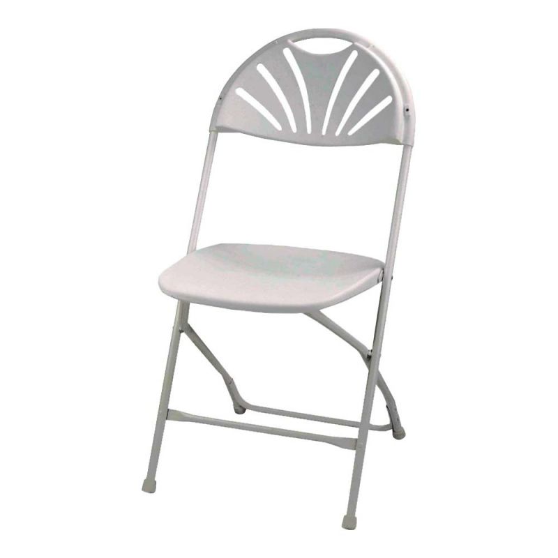 Simple Spaces CHR-017-1 Folding Chair, 15-5/8 in OAW, 21 in OAD, Steel Frame, White White