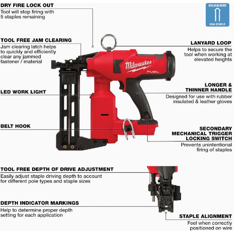 Milwaukee M18 FUEL Cordless Fencing Stapler - Tool Only