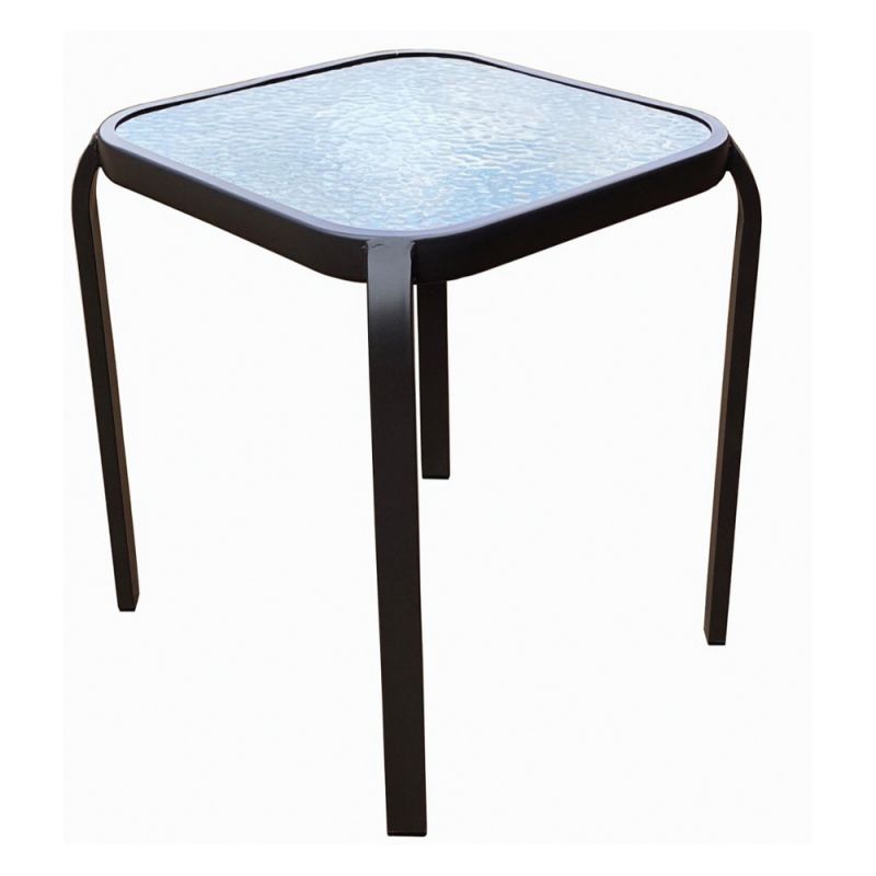 Seasonal Trends 50617 Side Table, 16 in W, 5 mm D, 18 in H, Steel Frame, Square Table, Glass/Steel Table