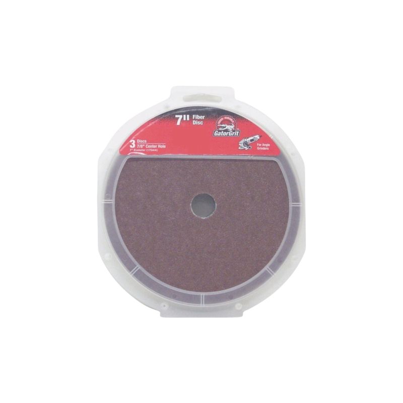 Gator 3082 Fiber Disc, 7 in Dia, 50 Grit, Coarse, Aluminum Oxide Abrasive, Fiber Backing Red