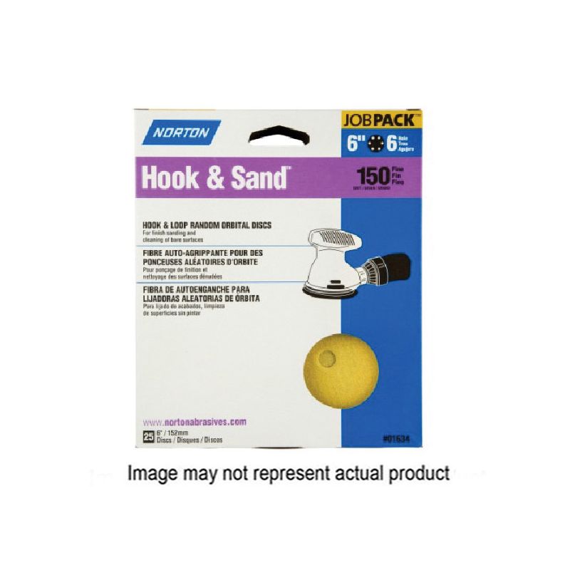 Norton Hook &amp; Sand A290 076607 Series 49155 Vacuum Abrasive Disc, 5 in Dia, Coated, 220 Grit, Very Fine, Paper Backing