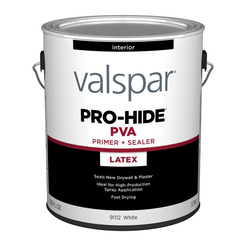 Valspar Pro-Hide 91112 07 Interior PVA Primer, White, 1 gal, Metal Pail White