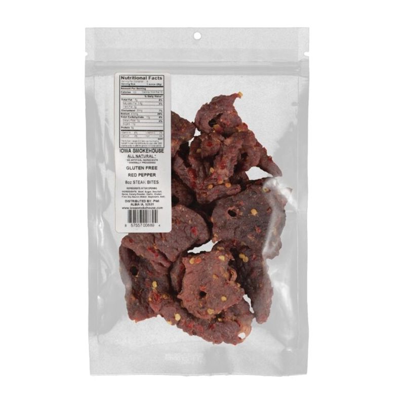 Iowa Smokehouse IS-SBRP-6CT Steak Bites, Red Pepper, 8 oz Resealable Bag