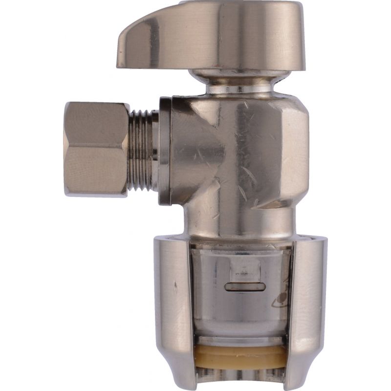 SharkBite Push-To-Connect Quarter Turn Angle Valve 1/2 In. SB X 3/8 In. OD