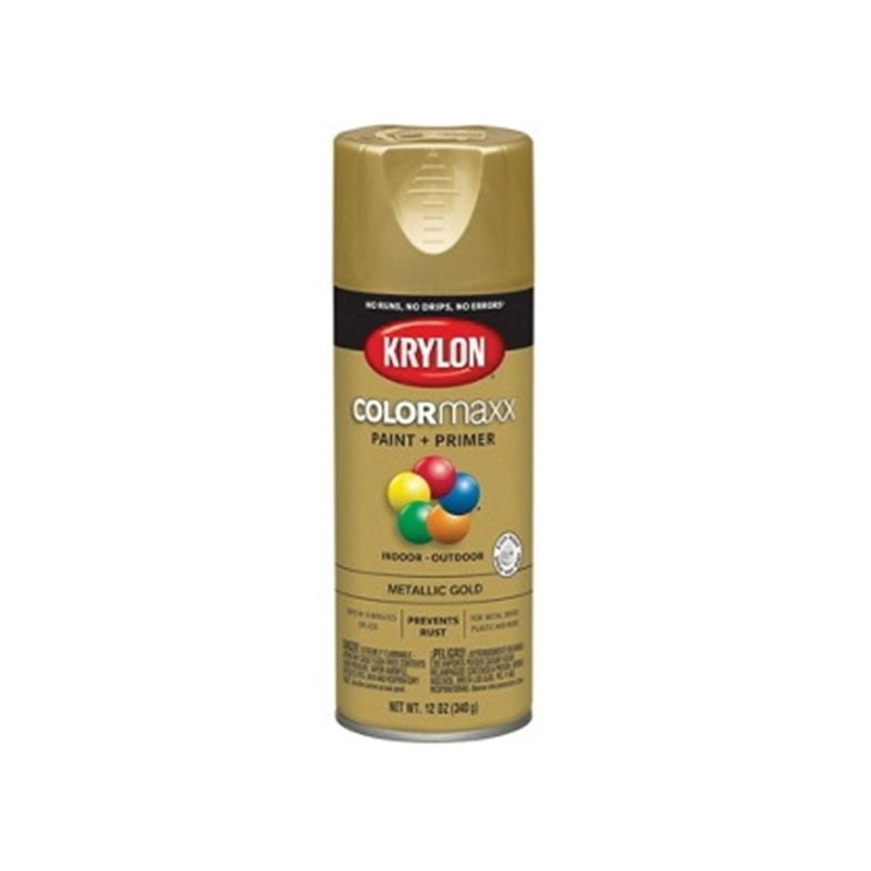 Krylon K05588007 Enamel Spray Paint, Metallic, Gold, 12 oz, Can Gold