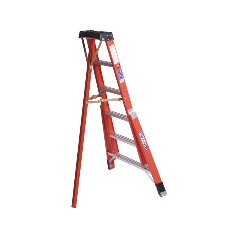 WERNER FTP6200 Series FTP6206 Tripod Ladder, 10 ft Max Reach H, 6-Step, 300 lb, Type IA Duty Rating, 3 in D Step, Black Black