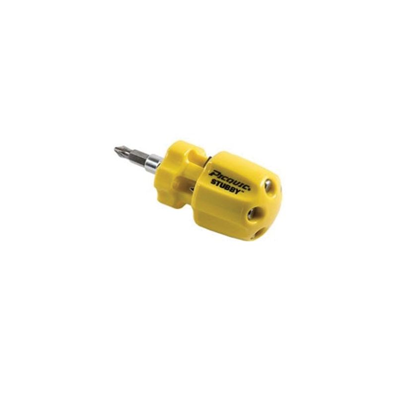 Picquic STUBBY 91000B Multi-Bit Screwdriver, #1, #2 Robertson, #1, #2 Phillips, 3/16 in, 1/4 in Slotted Drive