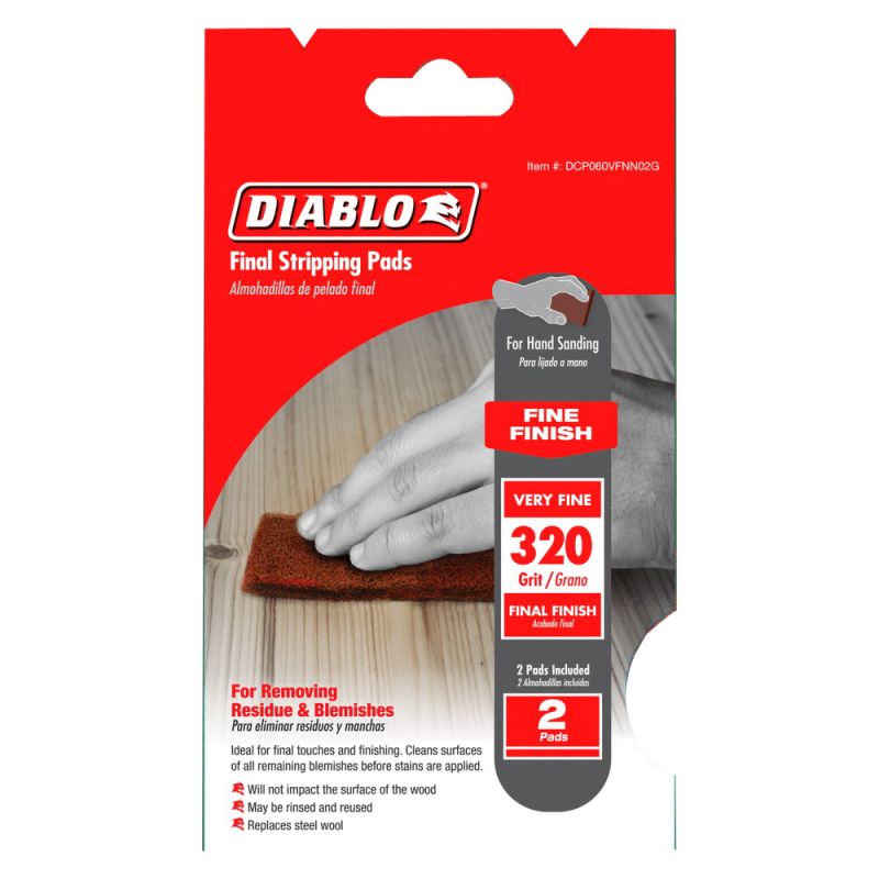 Diablo DCP060VFNN02G Final Stripping Pad, 6 in L, 4 in W, 320 Grit, Very Fine, Silicon Carbide Abrasive