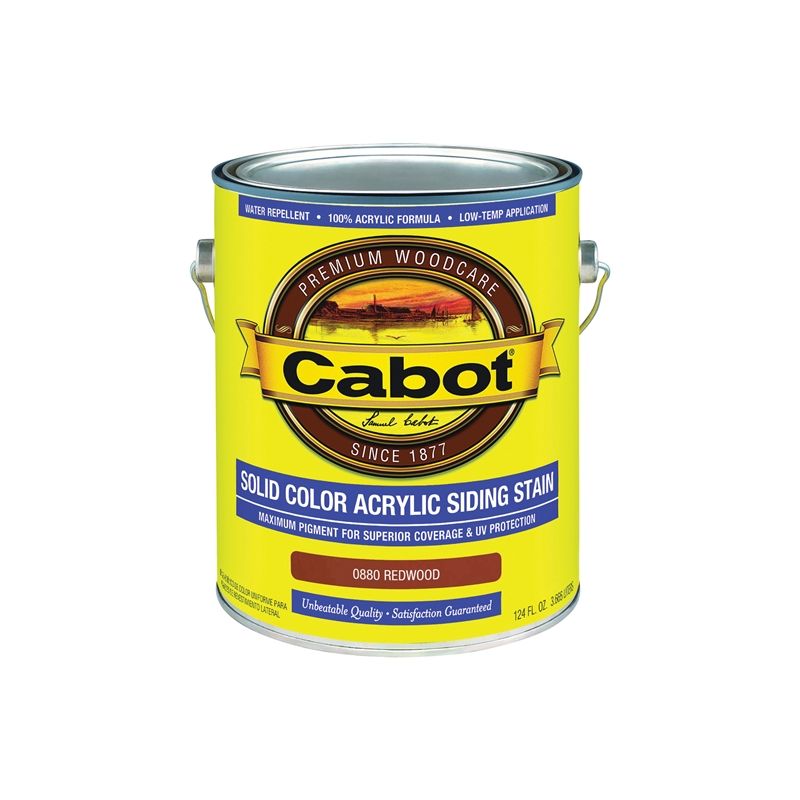 Cabot 800 Series 140.0000880.007 Solid Color Siding Stain, Natural Flat, Redwood, Liquid, 1 gal, Can Redwood