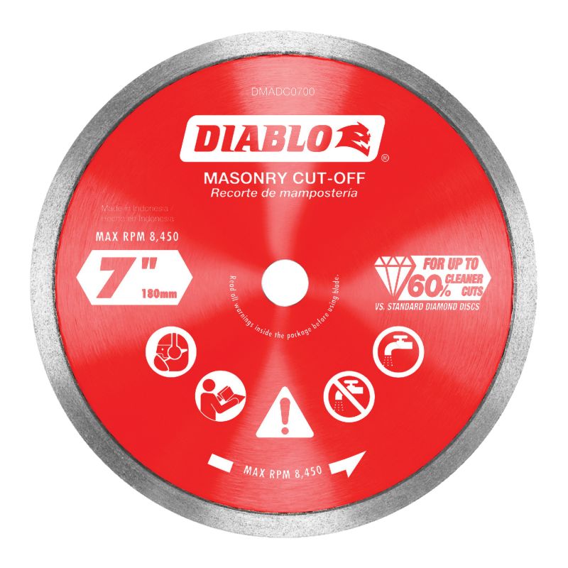 Diablo DMADC0700 Saw Blade, 7 in Dia, Continuous Rim