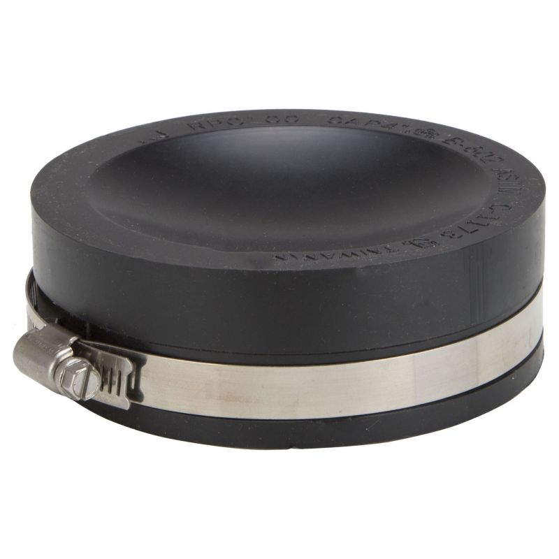 ProSource TC-4 Test Cap, 4 in Connection, Capping Pipe Ends, PVC, Black, 4 in Pipe Black