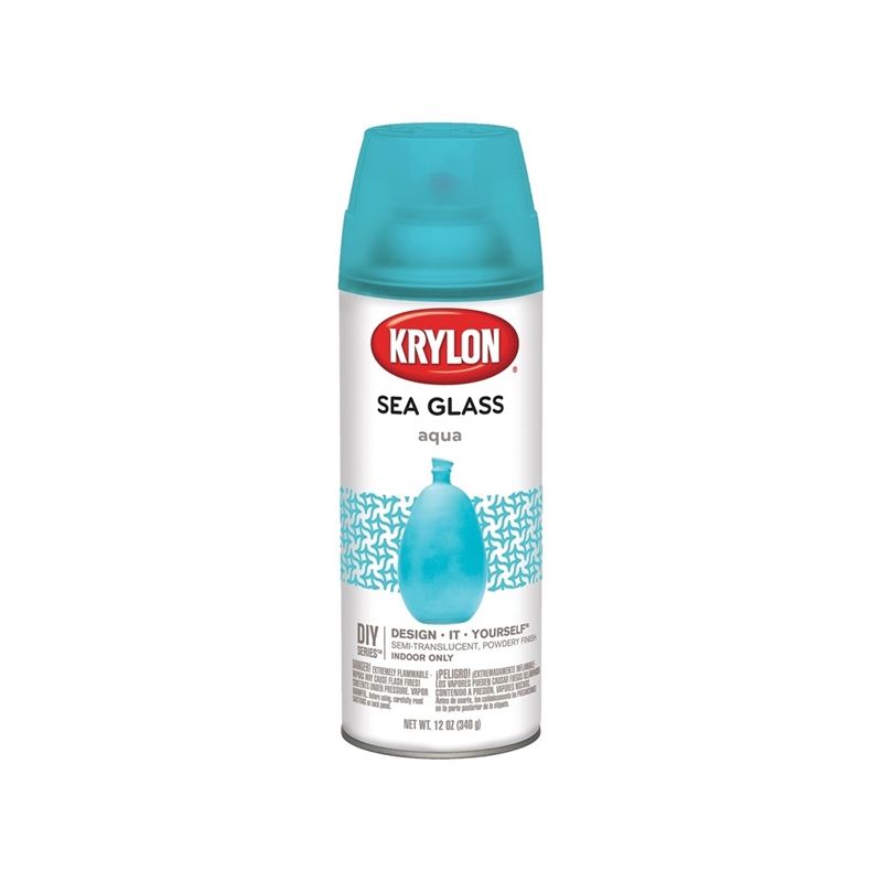 Krylon K09057000 Spray Glass Spray Paint, Sea Glass, Aqua, 12 oz, Aerosol Can Aqua