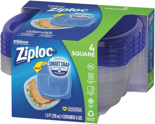 Ziploc Containers & Lids, Square, Small, 1.5 Pint