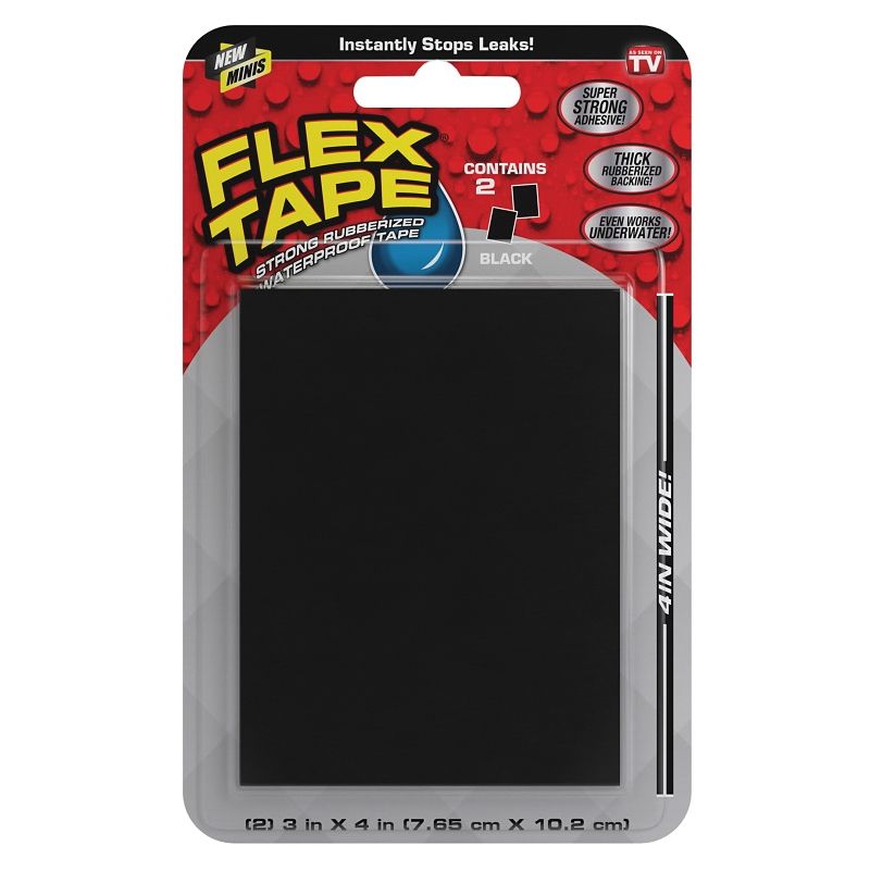 Flex Seal TFSBLKMINI Flex Tape, 3 in L, 4 in W, Black Black