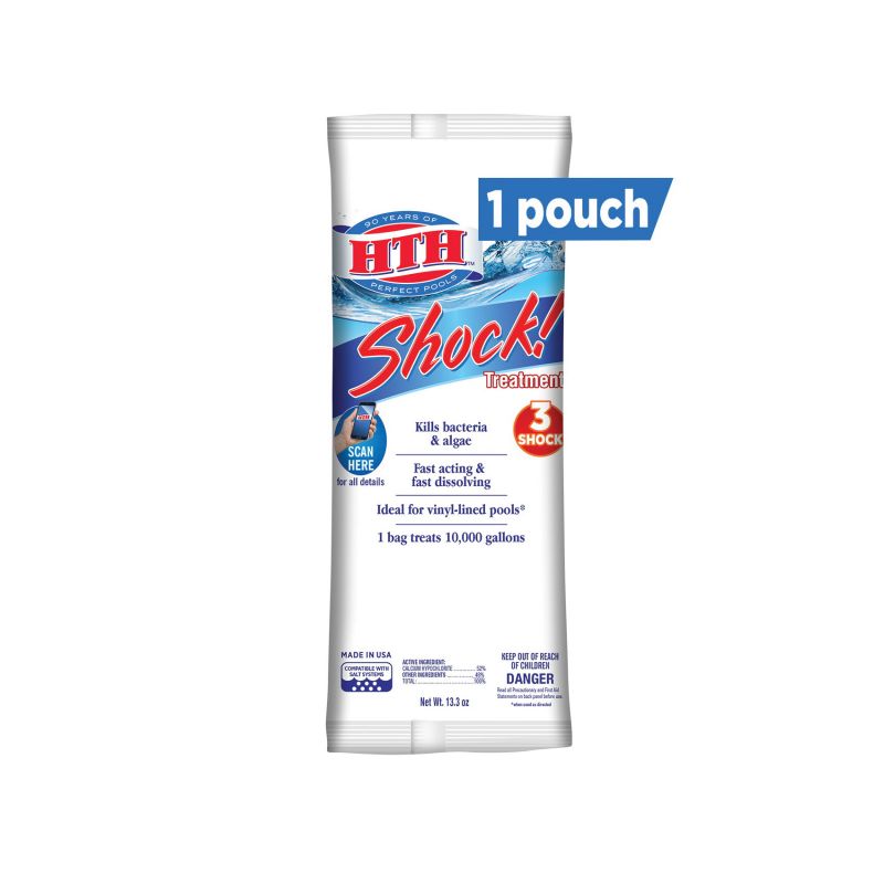 HTH 52017 Shock Treatment, Solid, Chlorine-Like, 13.3 oz Pouch White (Pack of 18)