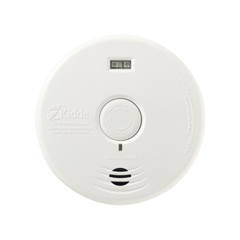 Kidde P3010H-CA Smoke Alarm, 10 ft, LED Display, 85 dB, Alarm: Audio, Photoelectric Sensor, Bracket Mounting White