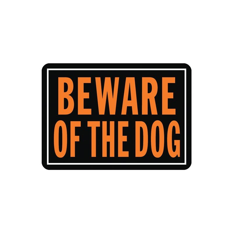 Hy-Ko Hy-Glo Series 838 Identification Sign, Rectangular, BEWARE OF THE DOG, Fluorescent Orange Legend, Black Background
