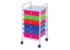 Simple Spaces G006-CH Storage Cart, 13 in OAW, 26 in OAH, 15-3/8 in OAL, 6-Shelf, Blue/Green/Orange/Pink Shelf