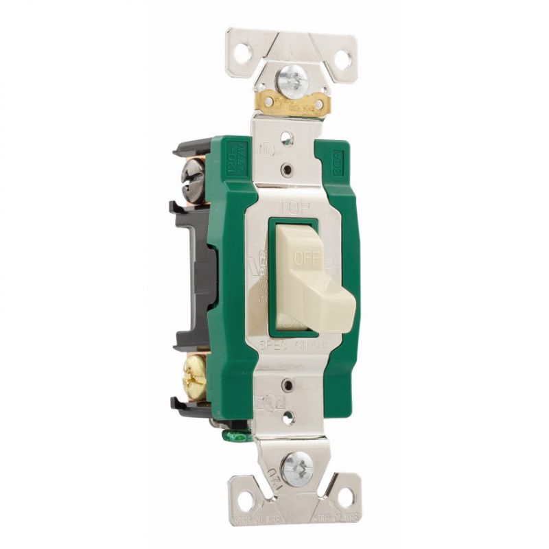 Eaton Cooper Wiring WD3032V Toggle Switch, 277 VAC, Back, Side Terminal, Polycarbonate Housing Material, Ivory Ivory