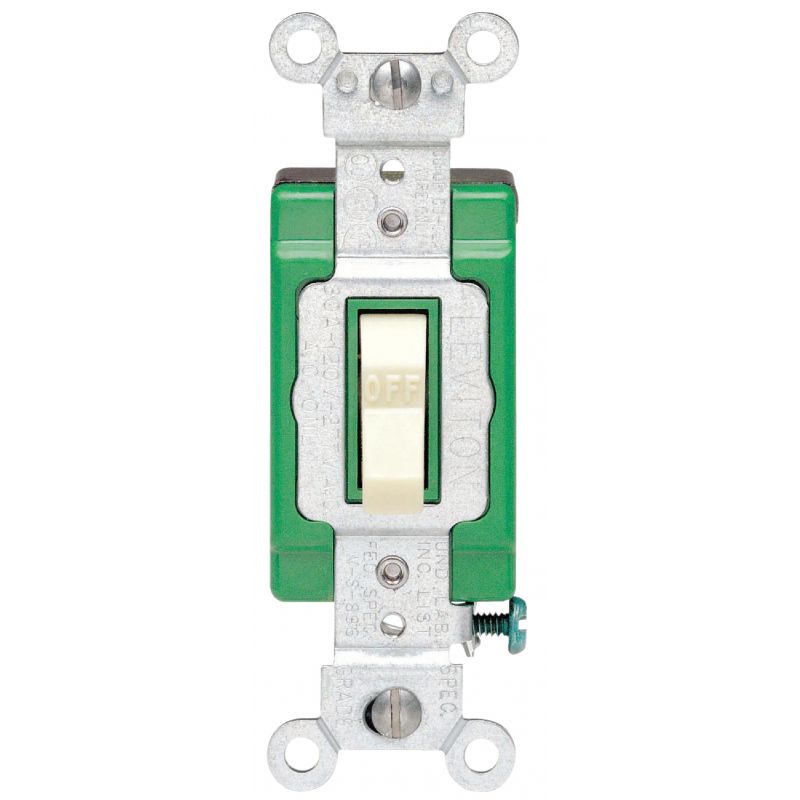 Leviton Commercial Grade Grounded Quiet Double Pole Switch Ivory, 30