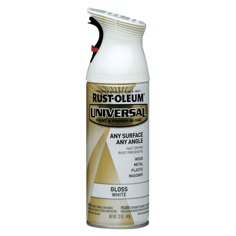 Universal 245199 Enamel Spray Paint, Gloss, Pure White, 12 oz, Can Pure White