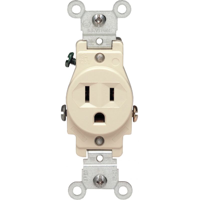 Leviton Commercial Grade Shallow Single Outlet Ivory, 15