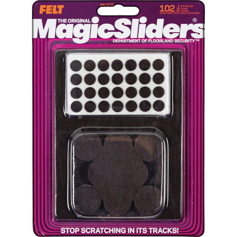 Magic Sliders Self Adhesive Felt Furniture Pad Assorted, Brown