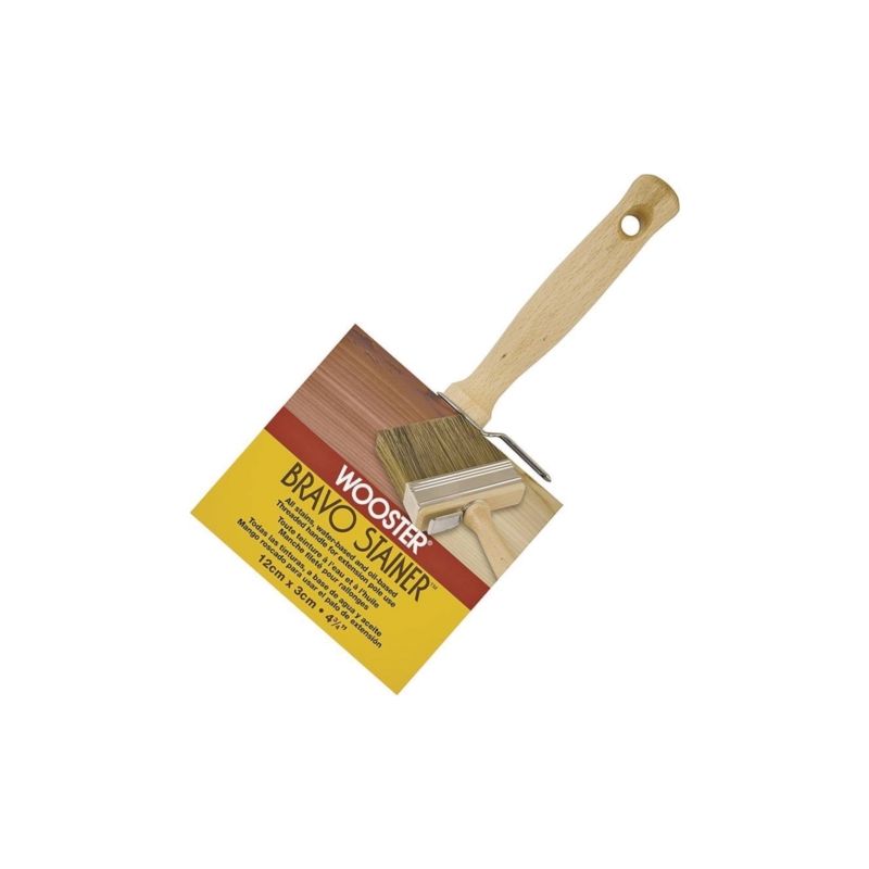 Wooster F5119-4-3/4 Paint Brush, 4-3/4 in W, 2-3/4 in L Bristle, China/Polyester Bristle, Threaded Handle White