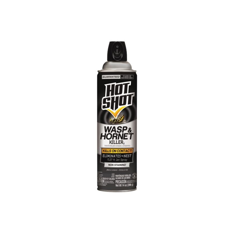 Hot Shot HG-13415 Wasp and Hornet Killer, Pressurized Liquid, Spray Application, Outdoor, 14 oz, Aerosol Can Light Yellow