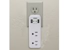 Prime Wire &amp; Cable 2-Outlet Space Saving USB Charger White, 2.4