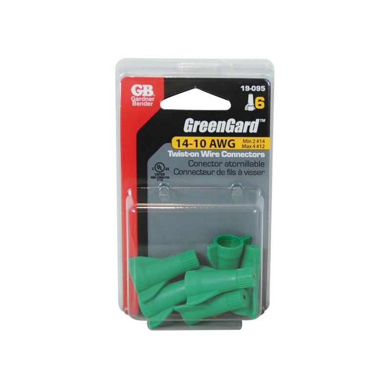 Gardner Bender GreenGard 19-095 Wire Connector, 14 to 10 AWG Wire, Copper Contact, Thermoplastic Housing Material, Green Green