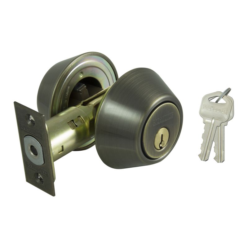 ProSource DB82V-PS Deadbolt, 3 Grade, Antique Brass, 2-3/8 to 2-3/4 in Backset, KW1 Keyway, 1-3/8 to 1-3/4 in Thick Door
