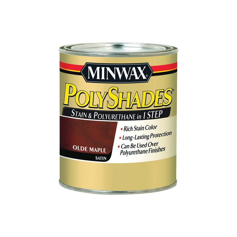 Minwax 61330444 Waterbased Polyurethane Stain, Satin, Liquid, Olde Maple, 1 qt, Can Olde Maple