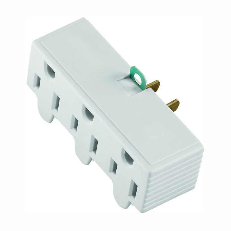 Eaton Wiring Devices BP1219W Outlet Adapter, 2 -Pole, 15 A, 125 V, 3 -Outlet, NEMA: NEMA 1-15 to 5-15, White White