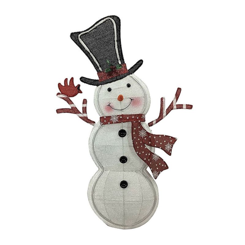 Santas Forest 72813 Glistening LED Snowman, 2 ft W, Mesh Fabric/Metal Frame, White, LED String Bulb White