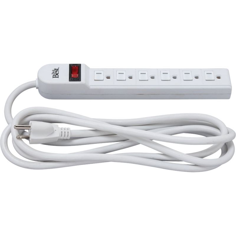 Do it Best Extra Reach 6-Outlet Power Strip White, 15A
