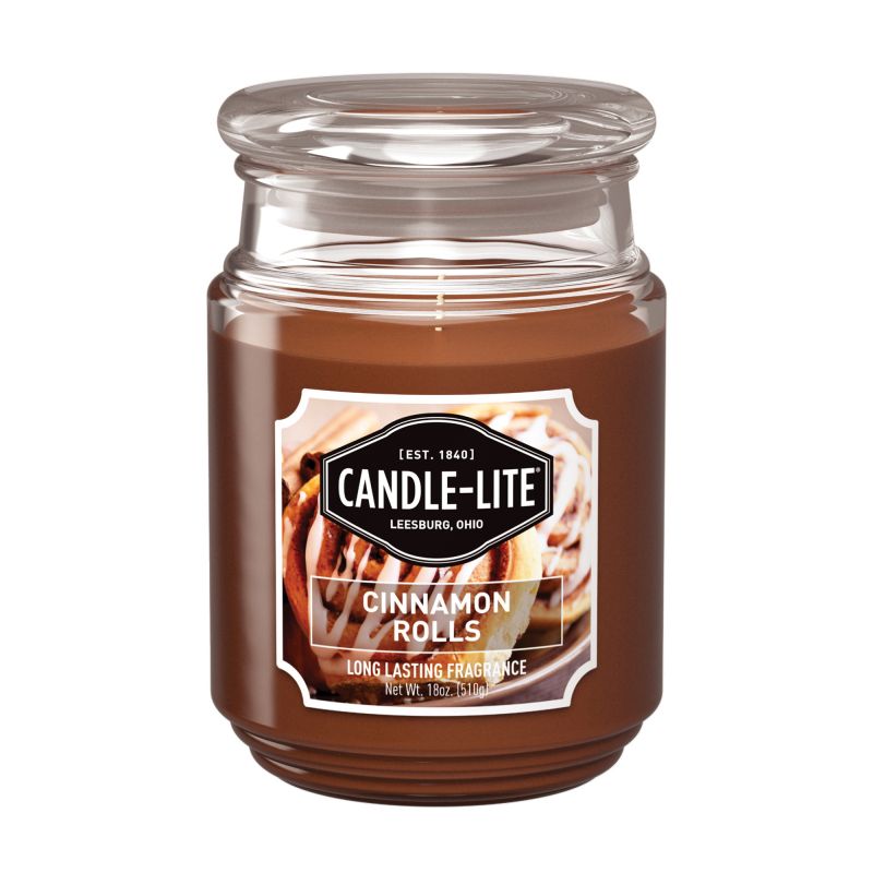 CANDLE-LITE 3297549 Jar Candle, Cinnamon Pecan Swirl Fragrance, Caramel Brown Candle, 70 to 110 hr Burning (Pack of 4)