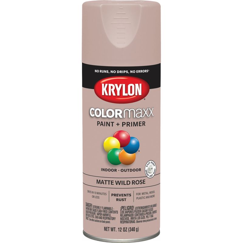 Krylon ColorMaxx Spray Paint + Primer Wild Rose, 12 Oz.