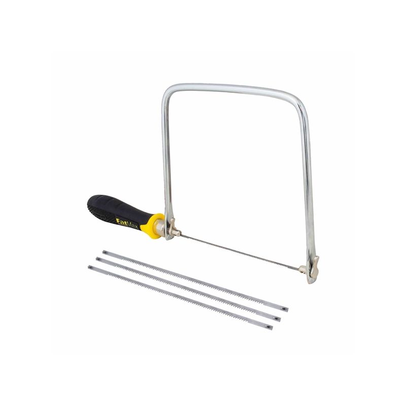STANLEY 15-106A Coping Saw, 6-3/8 in L Blade, 15 TPI, HCS Blade, Cushion-Grip Handle, Plastic/Rubber Handle 6-3/8 In