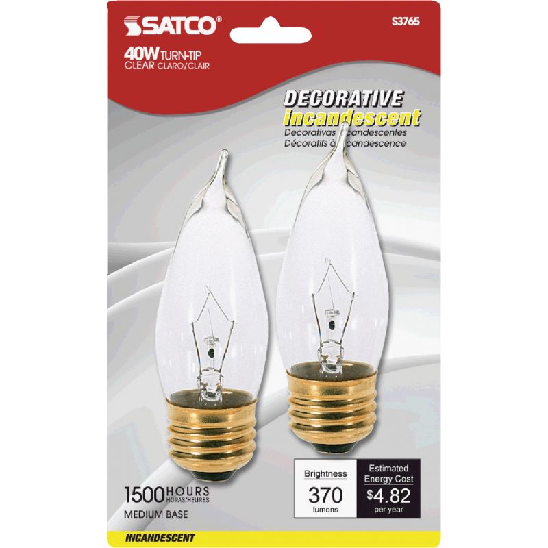 Satco 40W Medium CA10 Decorative Light Bulb
