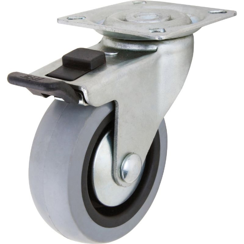 Shepherd Thermoplastic Swivel Plate Caster With Brake 3 In., Gray